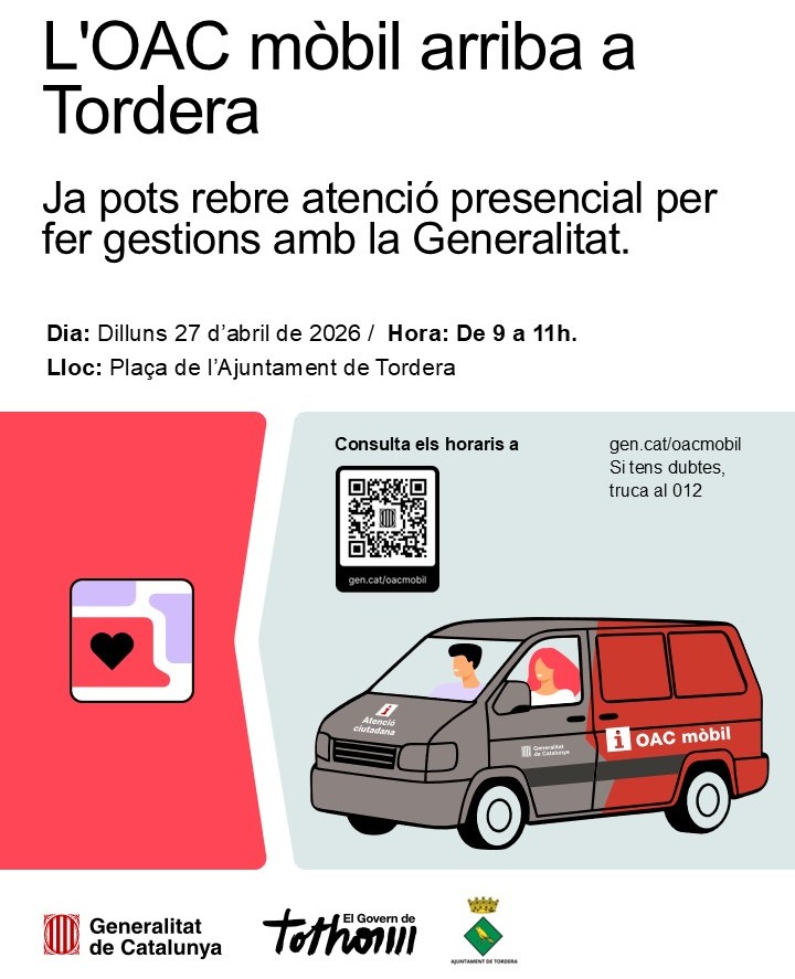 L'OAC m&ograve;bil de la Generalitat arribar&agrave; a Tordera el proper dilluns 27 d'abril