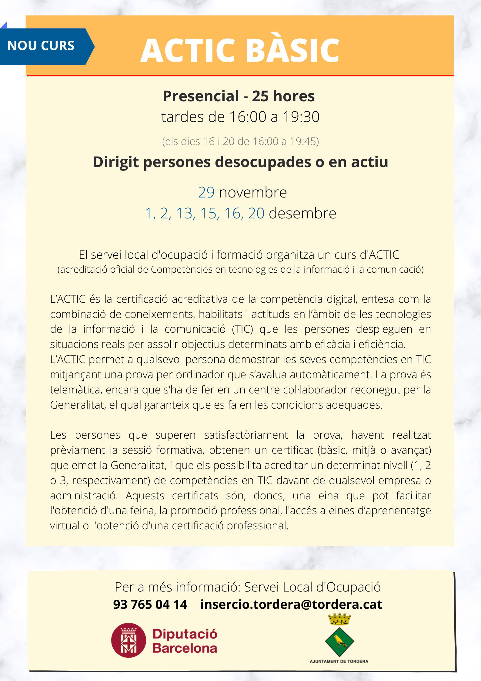 PLACES EXHAURIDES per al curs gratuït per aconseguir el certificat de competències digitals ACTIC (Bàsic)