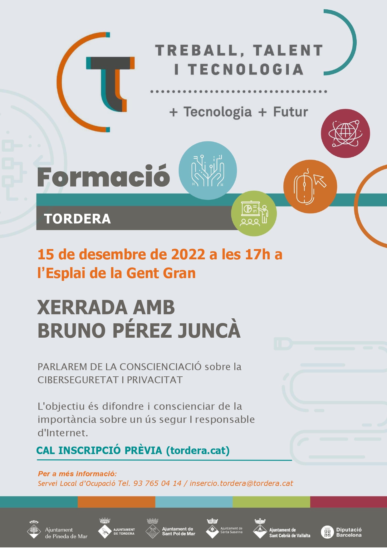 L'expert en ciberseguretat Bruno Perez Juncà realitzarà una conferència a l'Esplai de la Gent Gran (CAL INSCRIPCIÓ PRÈVIA)