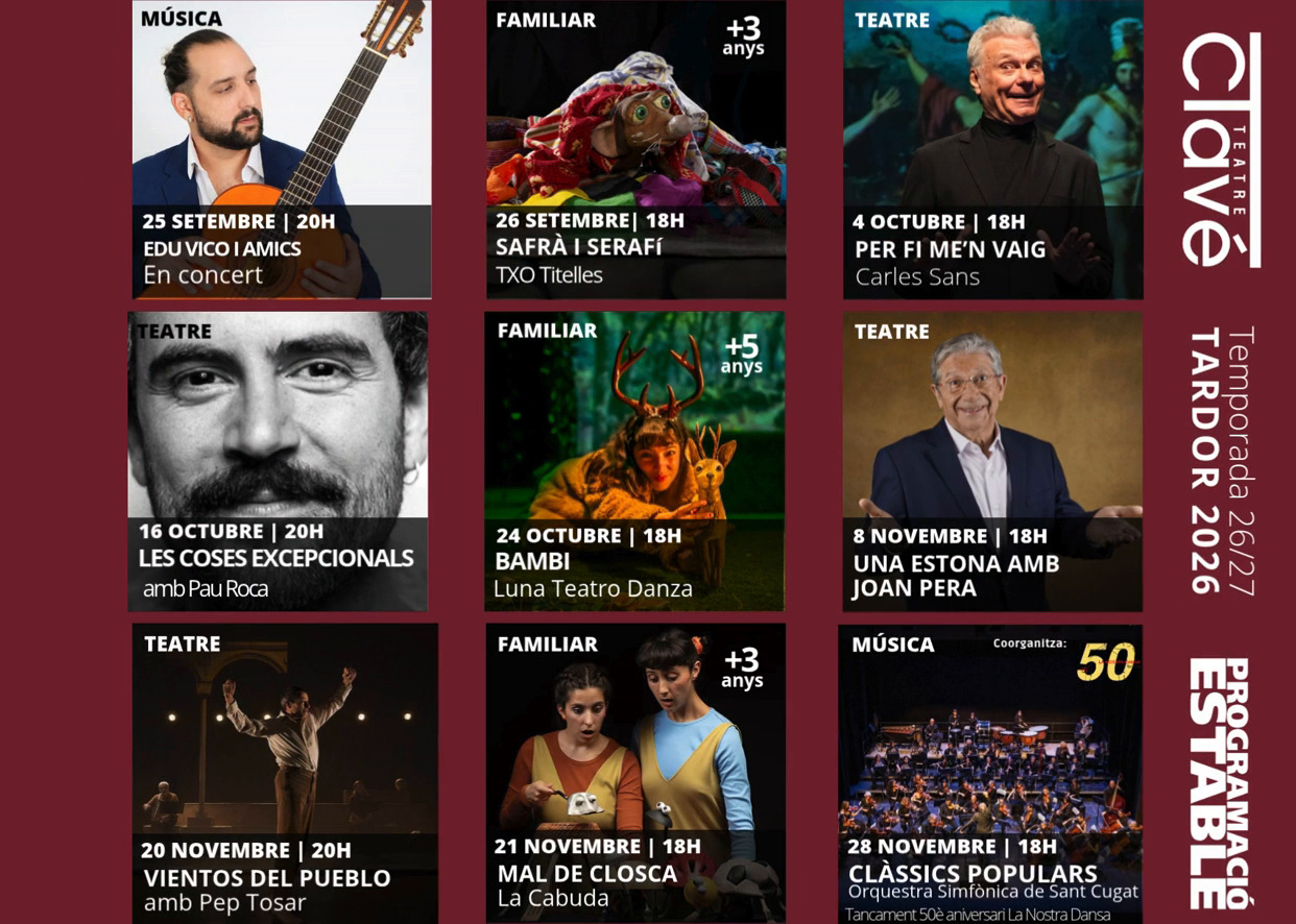 El Teatre Clav&eacute; presenta la programaci&oacute; estable de la temporada setembre-novembre 2026