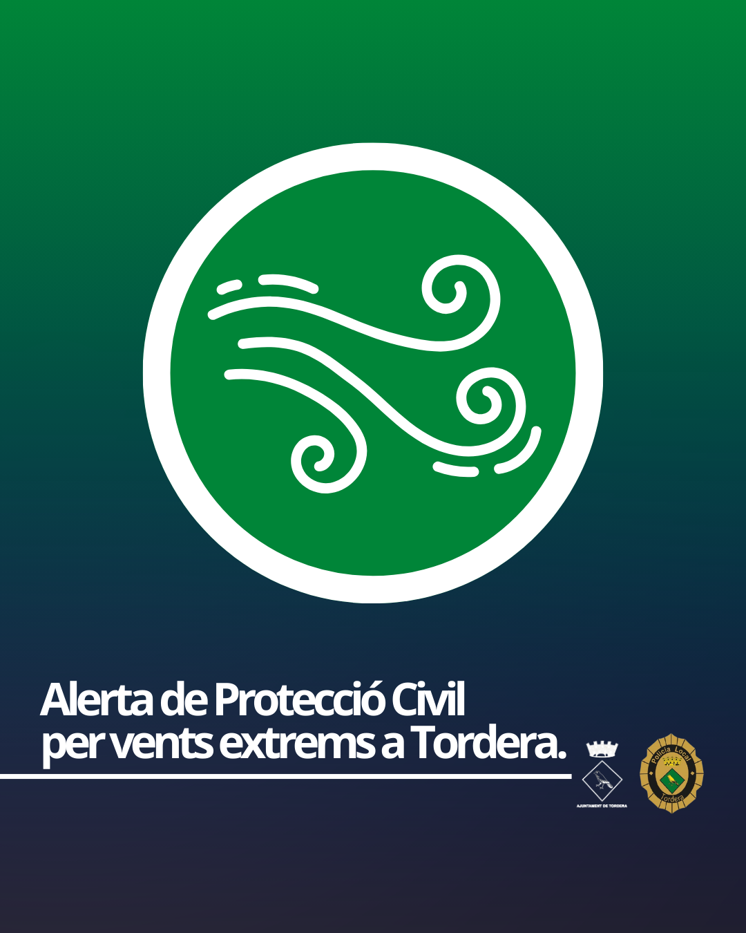 L'Ajuntament de Tordera activa el Pla B&agrave;sic d'Emerg&egrave;ncies Municipals en fase d'alerta pel temporal de forts vents