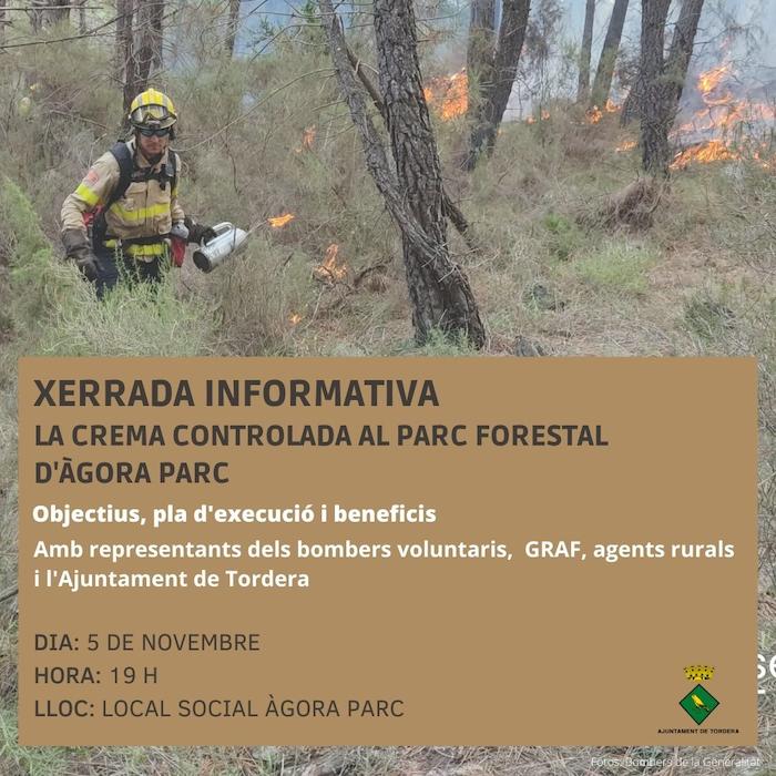 Tordera fa un pas més en la lluita contra incendis i d'acord amb bombers voluntaris, GRAF i agents rurals, farà una crema controlada al parc forestal d'Àgora Parc